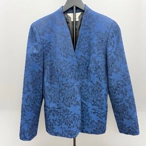 Vintage Tan Jay Blazer 10 Blue/black Flower